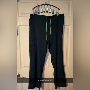 Navy Scrub Pants with Green Drawstring